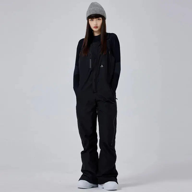 Unisex Thick Snow Bibs Pants Loose Fit Outdoor Sports Trousers