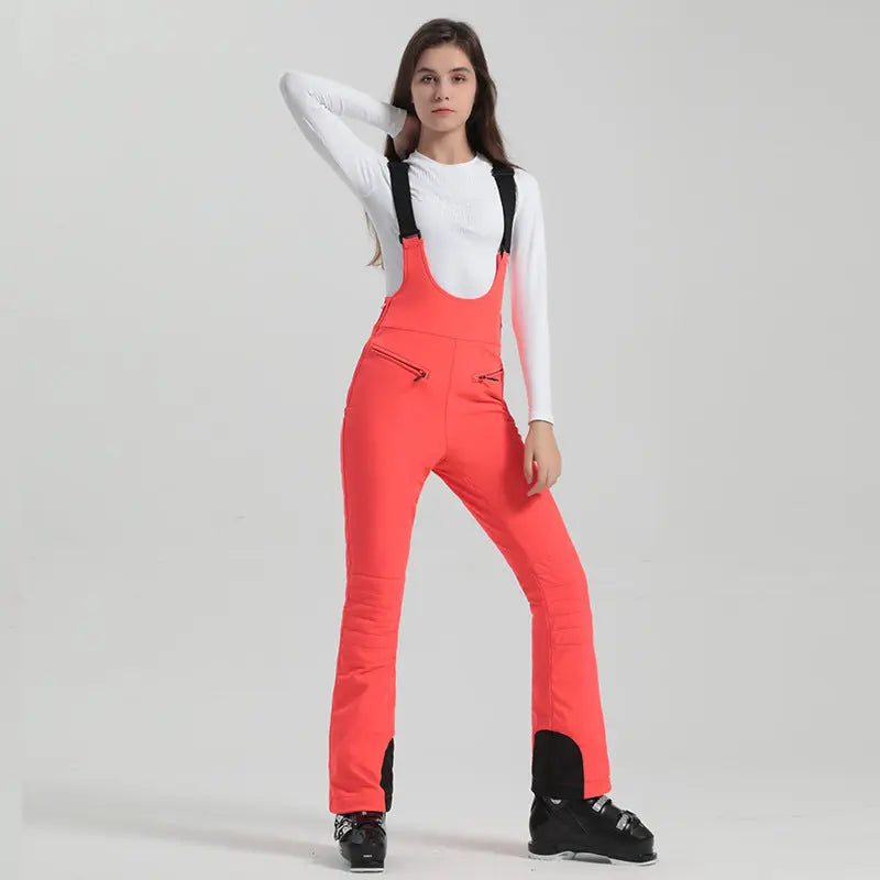 Women’s Chic Slim Fit Zip-Up Snow Bib Pants