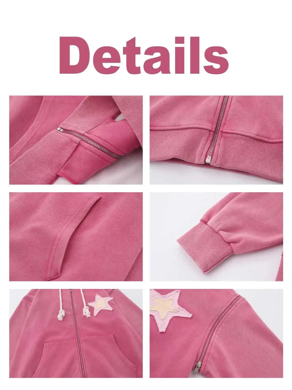 Removable Sleeves Star Zip-up Hoodie for Women – Emma Bridess Removable Sleeves Star Zip-up Hoodie for Women – Emma Bridess