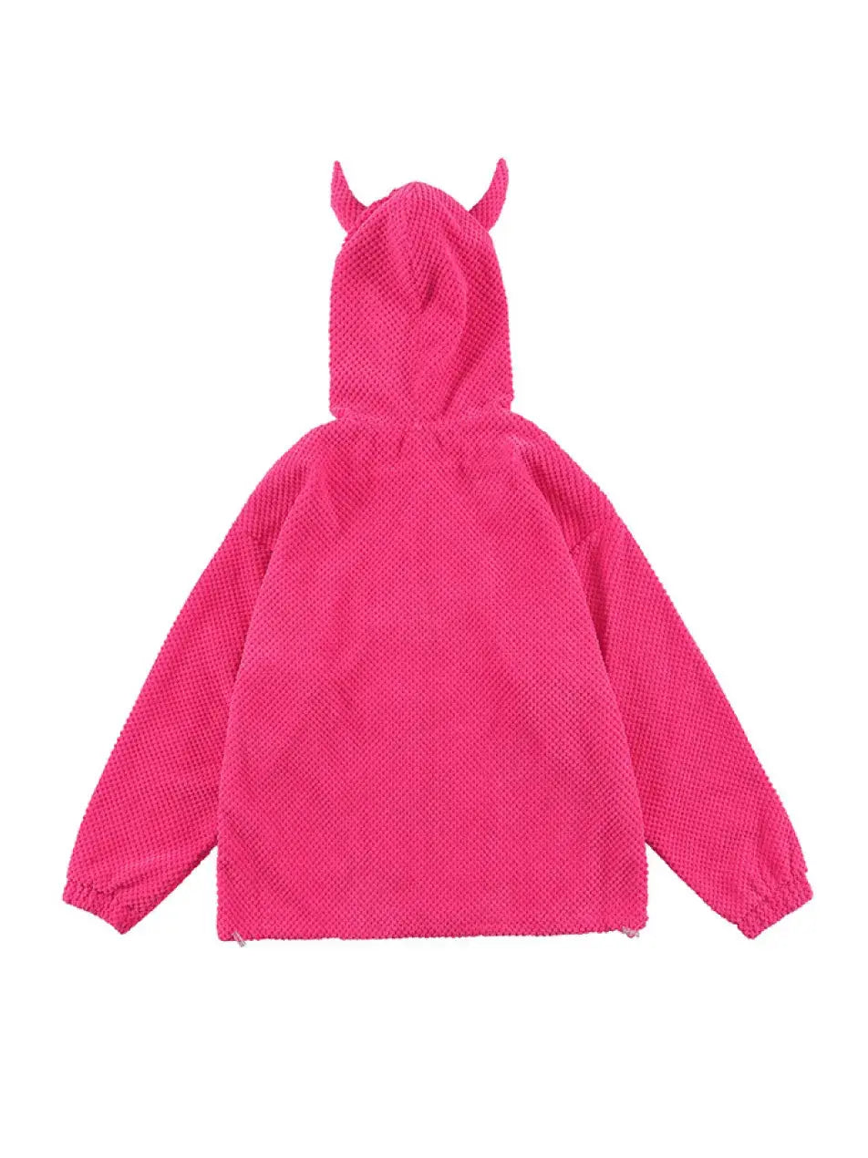 Gothic Devil Horn Y2k Zip Up Hoodie - Emma Bridess Gothic Devil Horn Y2k Zip Up Hoodie - Emma Bridess