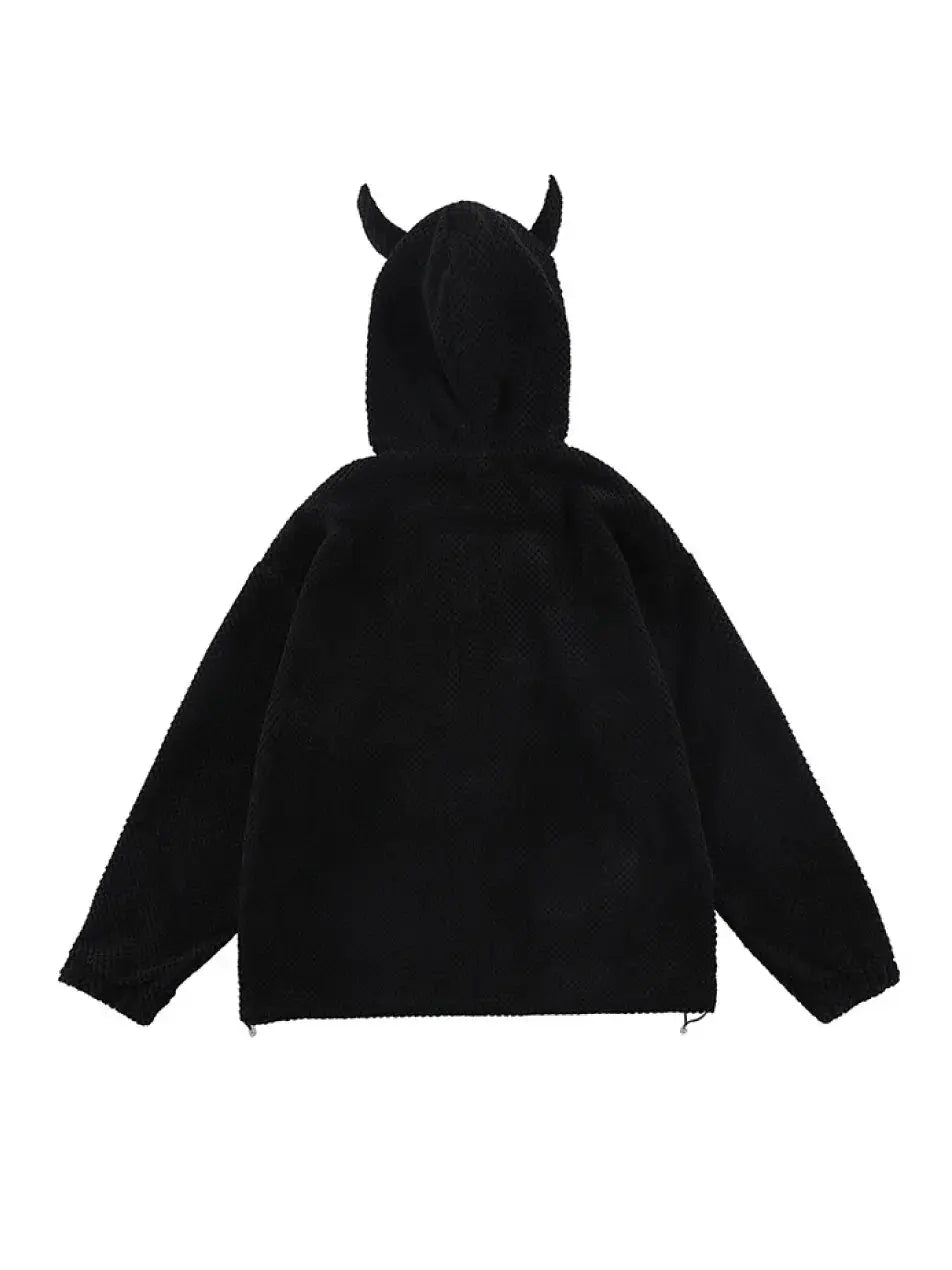 Gothic Devil Horn Y2k Zip Up Hoodie Emma Bridess