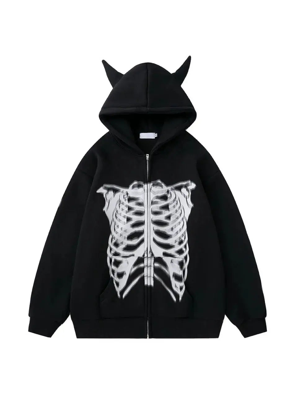 Goth zip up hoodie sale