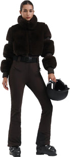 Women Ski Suit One Piece Snowsuit Snowboard Faux Fur Collar Slim Jumpsuit