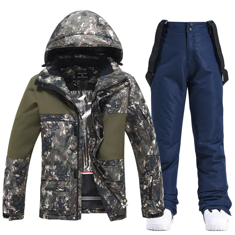 Floral Women's Ski Jacket and Bib Pants Winter Set