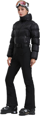 Womens Ski Suits Down One Piece Snowsuit Waterproof Snowboard Jumpsuits