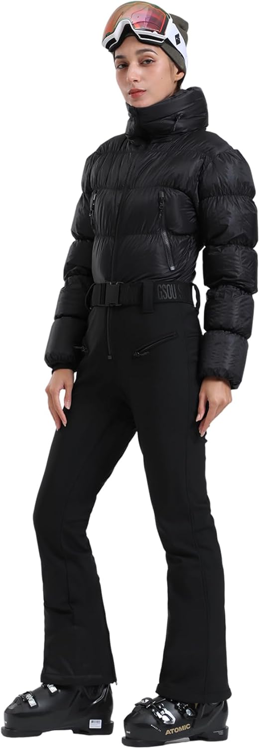 Womens Ski Suits Down One Piece Snowsuit Waterproof Snowboard Jumpsuits
