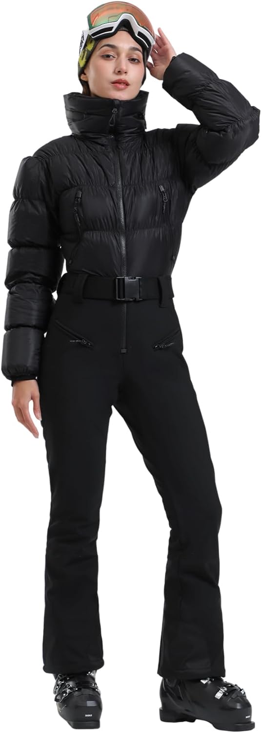Womens Ski Suits Down One Piece Snowsuit Waterproof Snowboard Jumpsuits