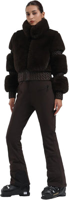 Women Ski Jacket Faux Fur Snowboard Coat Snow Cropped Jacket Winter Outdoor