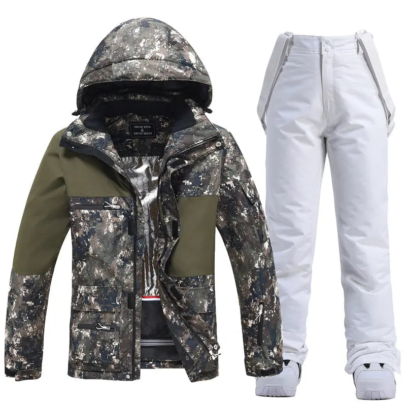 Floral Women's Ski Jacket and Bib Pants Winter Set