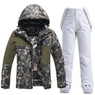 Women’s Floral Printed Snow Jacket and Bib Pants Winter Set