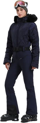 Womens Ski Suits Down One Piece Snowsuit Waterproof Snowboard Jumpsuits