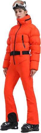 Womens Ski Suits Down One Piece Snowsuit Waterproof Snowboard Jumpsuits