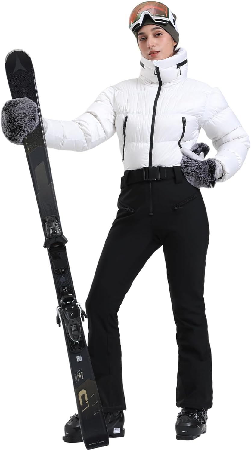 Womens Ski Suits Down One Piece Snowsuit Waterproof Snowboard Jumpsuits