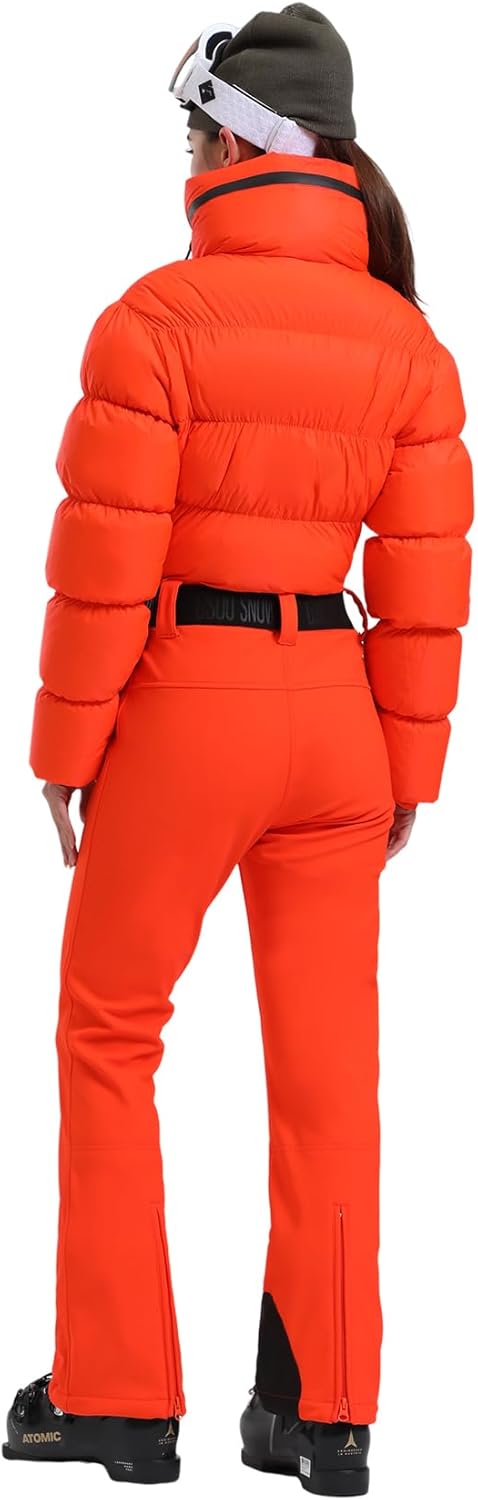 Womens Ski Suits Down One Piece Snowsuit Waterproof Snowboard Jumpsuits