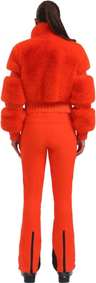 Women Ski Jacket Faux Fur Snowboard Coat Snow Cropped Jacket Winter Outdoor