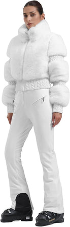 Women Ski Jacket Faux Fur Snowboard Coat Snow Cropped Jacket Winter Outdoor