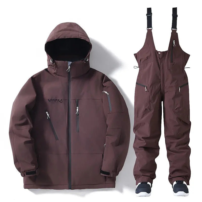 Insulated Ski Jacket and Bib Pants Set for Winter Sports