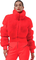 Women Ski Jacket Faux Fur Snowboard Coat Snow Cropped Jacket Winter Outdoor