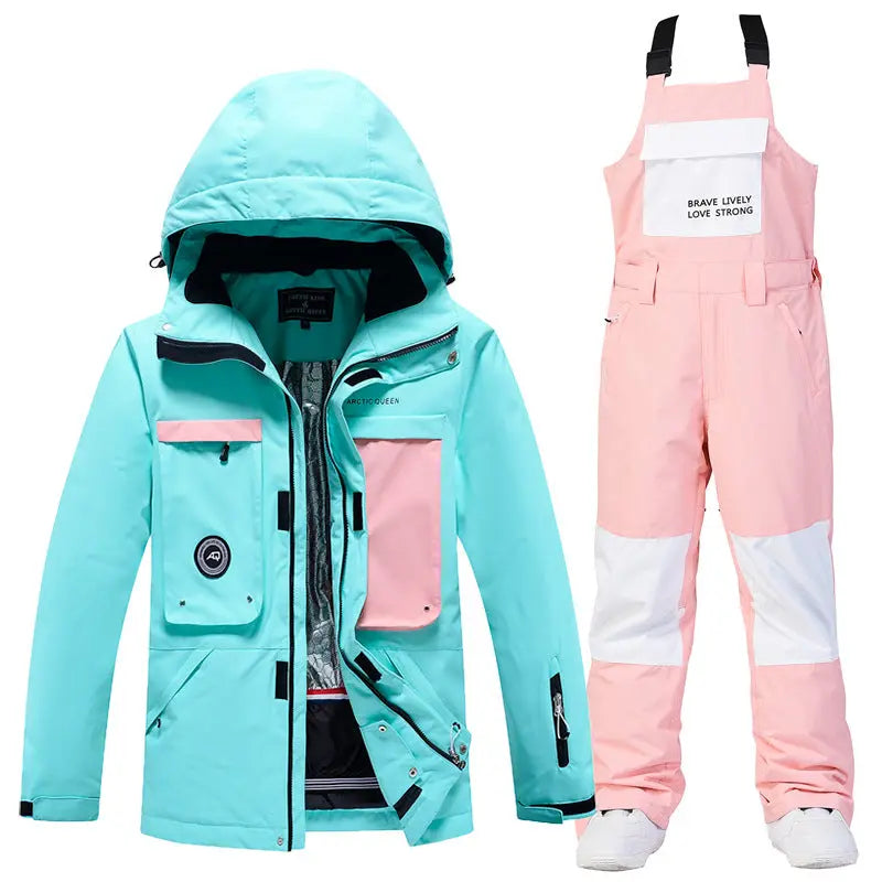 Women’s Hooded One Piece Snowsuit Winter Ski Overalls