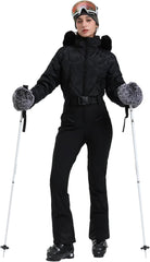 Womens Ski Suits Down One Piece Snowsuit Waterproof Snowboard Jumpsuits
